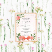 エレガント赤面ピンクウォーターカラーフローラブライダルシャワー 招待状