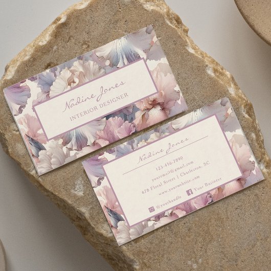 エレガント赤面ピンクウォーターカラーフローラプロフェッショナル 名刺