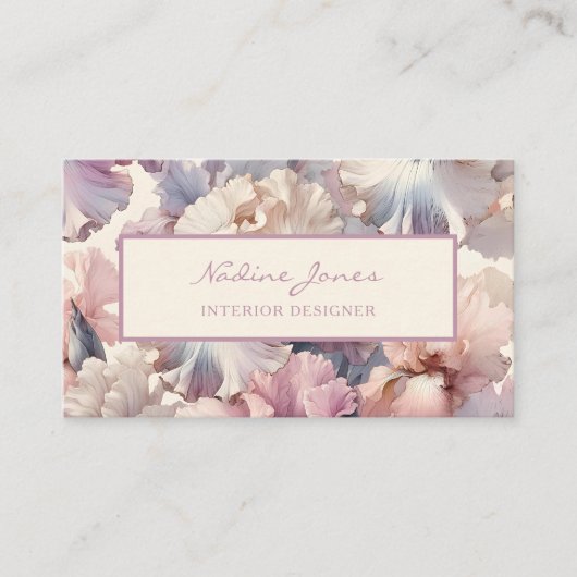 エレガント赤面ピンクウォーターカラーフローラプロフェッショナル 名刺 (正面)
