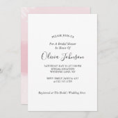 エレガント赤面ピンクウォーターカラーブライダルシャワー 招待状 (正面/裏面)