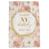 エレガント赤面ピンクウォーターカラー誕生日抱き枕 ミディアムペーパーバッグ (正面)