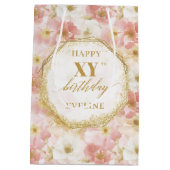 エレガント赤面ピンクウォーターカラー誕生日抱き枕 ミディアムペーパーバッグ (裏面)