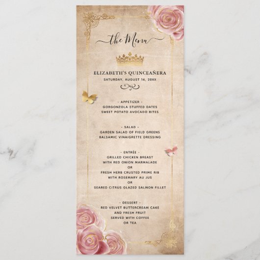 エレガント赤面ピンクウォーター色バラ金ゴールドフローラ メニュー (正面)