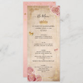 エレガント赤面ピンクウォーター色バラ金ゴールドフローラ メニュー (正面/裏面)