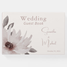 エレガント赤面ピンクウォーター色フローラ結婚ズ ゲストブック