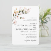 エレガント赤面ピンクウォーター色フローラ結婚ズ 招待状 (スタンド正面)