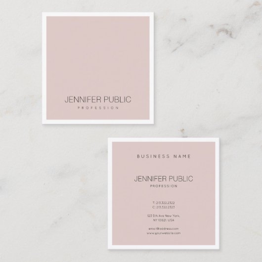 エレガント赤面ピンククリエイティブモダンプロフェッショナル スクエア名刺 (正面/裏面)