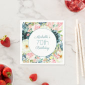 エレガント赤面ピンククリームティール（緑がかった色）70誕生日 スタンダードカクテルナプキン (インサイチュ)