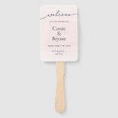 エレガント赤面ピンクグラデーションモダン結婚式 プログラム ハンドファン (正面)