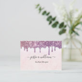 エレガント赤面ピンクグリッターアゲテモダンシック コーリングカード (スタンド正面)