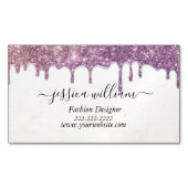 エレガント赤面ピンクグリッターアゲテモダンシック マグネット名刺 (正面)