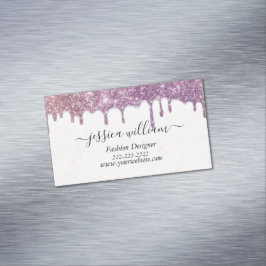 エレガント赤面ピンクグリッターアゲテモダンシック マグネット名刺