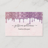 エレガント赤面ピンクグリッターアゲテモダンシック 名刺 (正面)