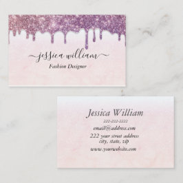 エレガント赤面ピンクグリッターアゲテモダンシック 名刺
