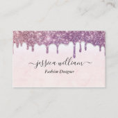 エレガント赤面ピンクグリッターアゲテモダンシック 名刺 (正面)