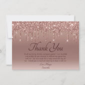 エレガント赤面ピンクグリッタードリップ誕生日サンキュー サンキューカード (正面)