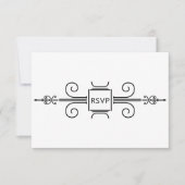 エレガント赤面ピンクグリーンフローラ結婚バラズインビ 出欠カード (正面)