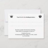 エレガント赤面ピンクグリーンフローラ結婚バラズインビ 出欠カード (裏面)