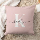 エレガント赤面ピンクグレースクリプトモノグラム クッション (ブランケット)
