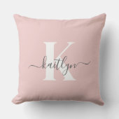 エレガント赤面ピンクグレースクリプトモノグラム クッション (正面)
