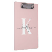 エレガント赤面ピンクグレースクリプトモノグラム クリップボード (右)