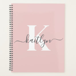 エレガント赤面ピンクグレースクリプトモノグラム プランナー手帳