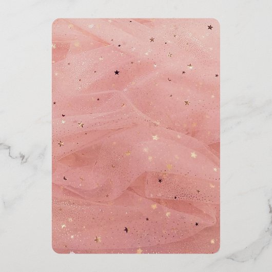 エレガント赤面ピンクシックブライダルシャワーバラ金ゴールド 箔招待状 (裏面)