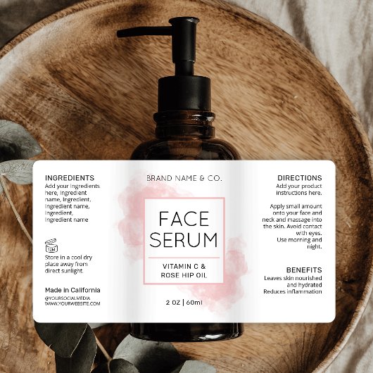 エレガント赤面ピンクスキンケア化粧料ボトルラベル ラベル