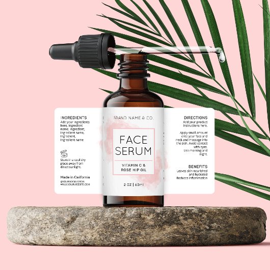 エレガント赤面ピンクスキンケア化粧料ボトルラベル ラベル