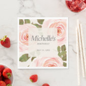 エレガント赤面ピンクスプリングタイムフローラ誕生日 スタンダードランチョンナプキン (インサイチュ)