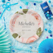 エレガント赤面ピンクスプリングタイムフローラ誕生日 ペーパープレート (パーティー)