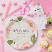 エレガント赤面ピンクスプリングタイムフローラ誕生日 ペーパープレート (パーティー)