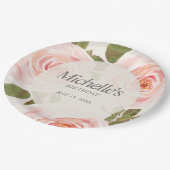 エレガント赤面ピンクスプリングタイムフローラ誕生日 ペーパープレート (アングル)