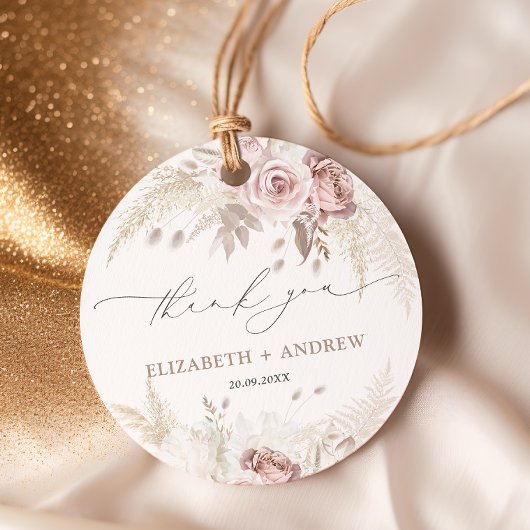 エレガント赤面ピンクダスティバラ結婚フローラ フェイバータグ