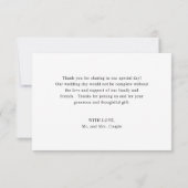 エレガント赤面ピンクネイビーブルーフローラ結婚ズ サンキューカード (裏面)