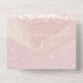 エレガント赤面ピンクハートリーフ結婚ツリーすべて オールインワン招待状 (裏面)