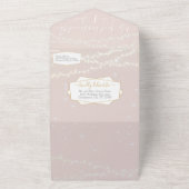 エレガント赤面ピンクハートリーフ結婚ツリー オールインワン招待状 (外側)