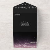 エレガント赤面ピンクパープルハートリーフツ結婚リー オールインワン招待状 (外側)