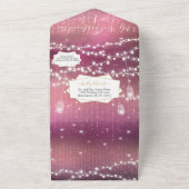 エレガント赤面ピンクパープルハートリーフツ結婚リー オールインワン招待状 (外側)