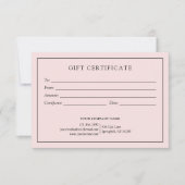 エレガント赤面ピンクビジネスギフト証明書のロゴ (正面)