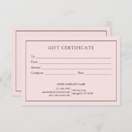 エレガント赤面ピンクビジネスギフト証明書のロゴ