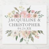 エレガント赤面ピンクピーニーフローラ庭園の結婚式 スパークリングワインラベル (シングルラベル)