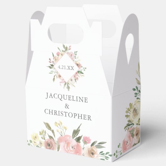 エレガント赤面ピンクピーニーフローラ庭園の結婚式 フェイバーボックス (オープン)