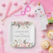 エレガント赤面ピンクピーニーフローラ春の結婚式 ペーパープレート (パーティー)