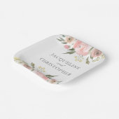 エレガント赤面ピンクピーニーフローラ春の結婚式 ペーパープレート (傾斜あり)