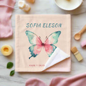 エレガント赤面ピンクフェミニンウオーターカラーバタフライ ウォッシュタオル