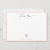 エレガント赤面ピンクフローラありがとう ノートカード (正面)