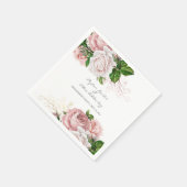 エレガント赤面ピンクフローラの結婚婚約名 スタンダードカクテルナプキン (角)