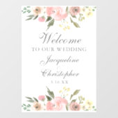 エレガント赤面ピンクフローラへようこそ結婚 ウィンドウサイン (シート)