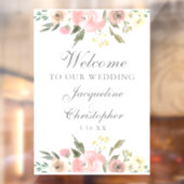 エレガント赤面ピンクフローラへようこそ結婚 ウィンドウサイン (シート2)